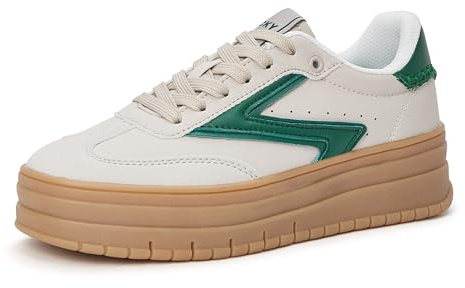 LUCKY STEP Chaussures Plateforme Femme - Semelle Gomme & Suédé, Style Rétro Casual pour Tennis/Marche