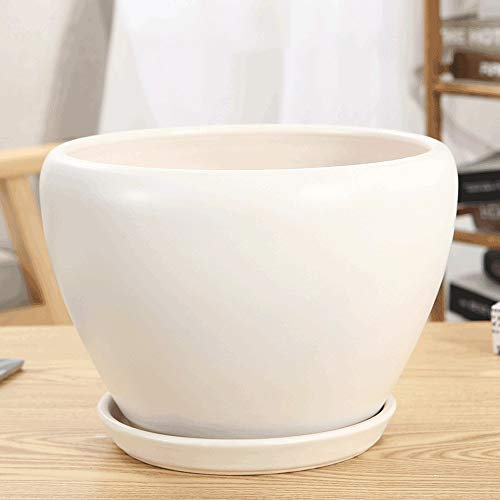 Keramik-Blumentopf „Ice Crack Zisha“ Mit Bambusschalen, Voller Sukkulenten-Blumentopf, Große Kaktus-Blumentöpfe, Mini-Behälter/Pflanzgefäß, Dekoriertes Wohnzimmer/Schlafzimmer, Stil 10, L