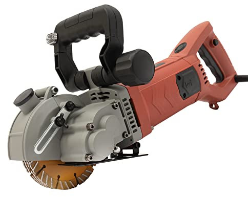 Mauernutfräse Schlitzfräse - 4800W Vollkupfermotor - 6200rpm - Beton Ziegel Stahl - für Bau und Dekoration - Inklusive Staubabsaugung und Pumpe