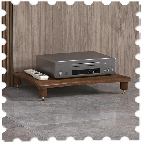 IMUNKT Massivem Holz AV-Regal, HiFi Rack Audioschrank 2/3/4 Etagen, Audio-Video-Medienständer, Stereo-Schrank Für Verstärker/Plattenspieler/Spielkonsolen/Platten(Black Walnut,1Tier-10cm Tall)