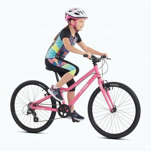 ATTABO Knack 24 - Bicicleta infantil (7 – 11 años) con marco de aluminio ligero (solo 10 kg), ruedas de 24 pulgadas, horquilla de acero, para 120 – 145 cm de altura, manillar ergonómico, ideal para
