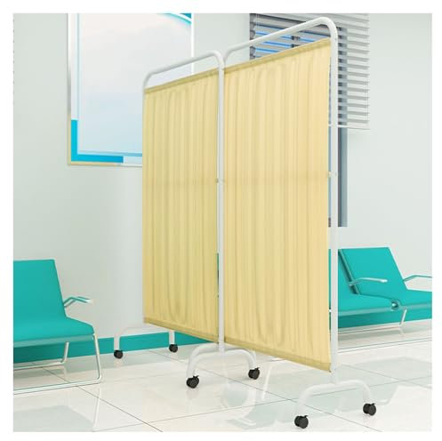 Biombo móvil, Separador de ambientes, mampara con Puerta Vertical para Salas, Salones de Belleza y centros de Salud, 180 cm de Alto, Plegable, con Plancha, Tela de Nailon y Seda Azul (Color: (Gelb 4)