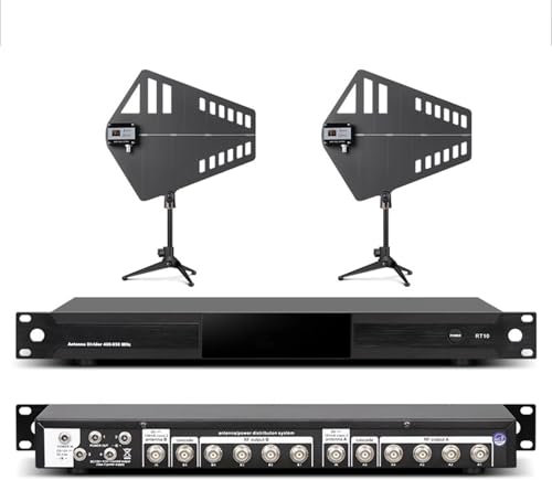 UHF Wireless Antenna Distribution System with 8 Channels Microphone Signal Amplifier and Gain Adjustment, Covers 400-950MHz, Ideal for Stage and Wedding Events