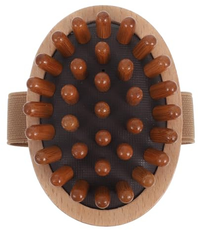 HONITANO Holz Kopfhautmassagegerät mit Gummikissen Vielseitig Einsetzbar Tragbares Nackenmassagegerät für Büro und Zuhause zur Haarwachstums