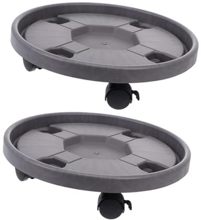 GALPADA 2pezzi Sottovaso per Piante con Ruote Vassoio Mobile per Vasi da Carrello Portafiori con Ruote Girevoli e Freni Supporto per Mobile Resistente per Soggiorno Balcone Ufficio e