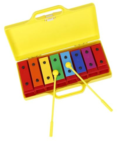 SOPOTUTU Orff Schlaginstrument Percussion Bunte Klangplatten für Frühe Musikalische Früherziehung Tragbares Glockenspiel mit Praktischem Koffer Fördert Fingerfertigkeit und Farberkennung