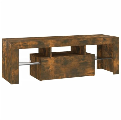 Helloshop26 Meuble TV multimédia étagère télévision Buffet téléviseur Salle à Manger Salon Chambre avec lumières LED chêne fumé 120 x 35 x 40 cm Brun 02_0026717