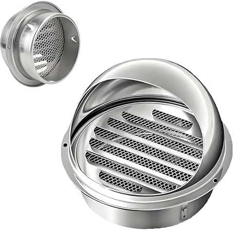 Griglia Di Ventilazione a Sfera, Griglia Di Scarico Da Paret, Griglia Aerazione Regolabile 120mm Con Griglia Con Feritoie e Zanzariera Per Scarico a Parete Esterna, Scarico Cappa