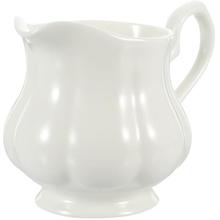 EXCEART Brocca Latte Ceramica Bianca da 180ml Manico Comfort, Stile Inglese Semplice e Pratico per Servire Contenuti Caldi o Riscaldati | Manico Comodo, per Servire Bevande Calde o Condimenti, Design Semplice e Pratico, Finitura Bianca