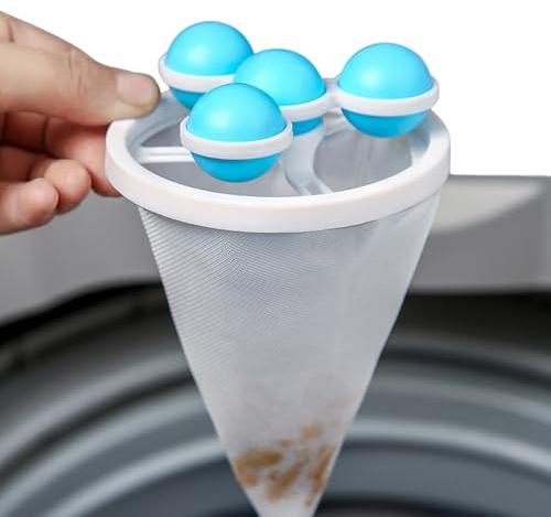 Laundry Hair Catcher for Washing Machine Collect Lint Prevent Drain Clogs Reduce Detergent Separate Clothes During Wash Remover Cleaning Ball Floating Bag