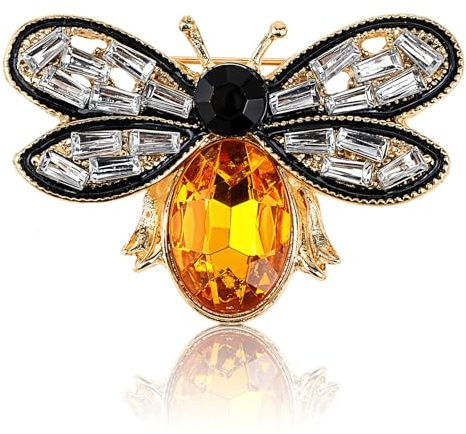 Bee Brooch, Vintage Bee Pin Rhinestone Crystal Lapel Pins for Women Stylish Honey Bee Insect Brooches for Women Men Party Dating Daily Wedding Christmas Birthday Jewelry Gift