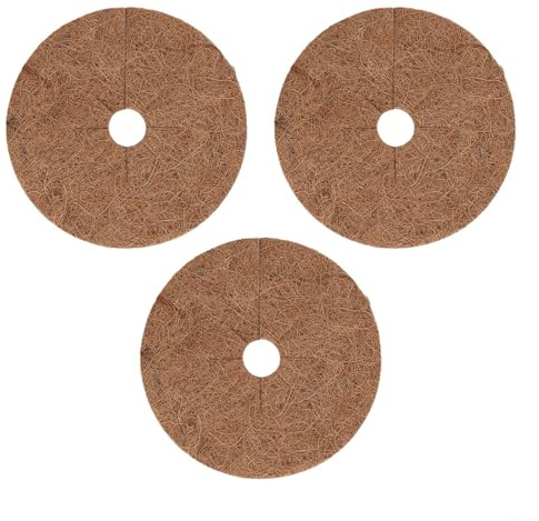 Yelvera 3 Stück Kokosmatte Rund, Kokosfaser Mulchscheiben für Pflanzen Töpfe, Behälter und Landschaftsbau, Bodenfeuchtigkeitserhaltung und Wurzel zum Schutz (20 cm)