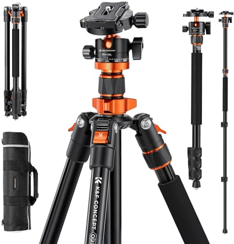 K&F CONCEPT Tripod for Camera, 78 Aluminum Camera Tripod, 81 Tripods & Monopods, Stable Heavy Duty Travel Tripod for DSLR Cameras, Max Load 22 lbs