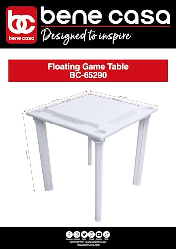 Bene Casa Floating Game Table – Waterproof, Portable 4-Player Table for Pool, Game Room, and Outdoor Fun