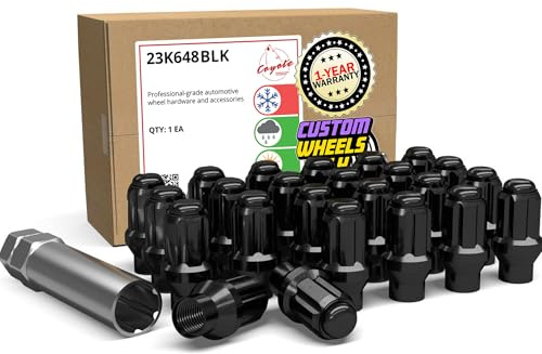 Wheel Accessories Parts 24 Pcs M14x1.50 Thread ET Bulge Acorn (Extra Thread) 1.80 Long Spline Lug Nuts Black Truck Spline Hex Fits Silverado 1500 ｜ Ford F-150 ｜Toyota Tacoma Tundra
