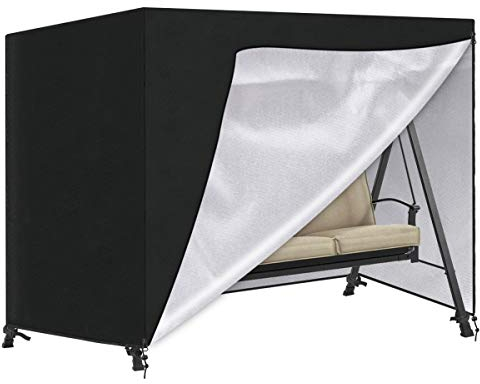 SanGlory Hollywoodgunga skyddshölje, 3–4-sitsig trädgårdsgunga, presenning, vattentätt väderskydd, trädgårdsmöbler, skydd för trädgårdsgunga, 250 x 150 x 160 cm med 2 dragkedjor