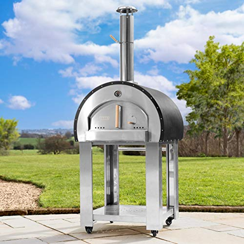 Harrier ARVO Luxus Pizzaofen Outdoor - Großer Pizza Ofen für den Garten | Haltbarer Edelstahl & Räder für Tragbarkeit | Pizza Stein enthalten | Optionale Pizzaschaufel & Abdeckung (Pizzaofen nur)