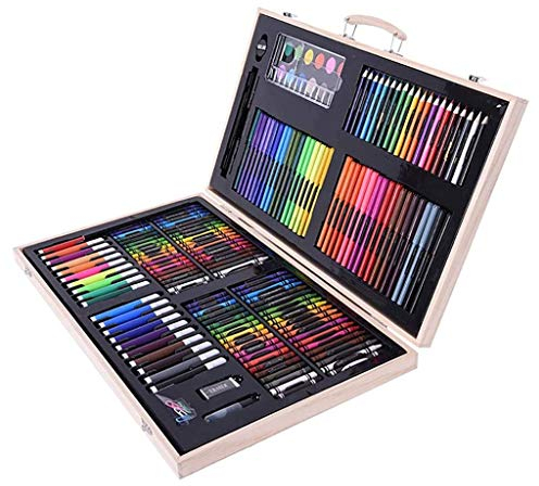 SMSOM 180 Pack Art Set, Deluxe Art Supplies Malerei Färbung Set Handwerk Kinder Zeichnung Kits, Tragbare Kunstfall Geschenk für Erwachsene Künstler Anfänger Mädchen Jungen Kinder mit Öl Pastell, Wachs