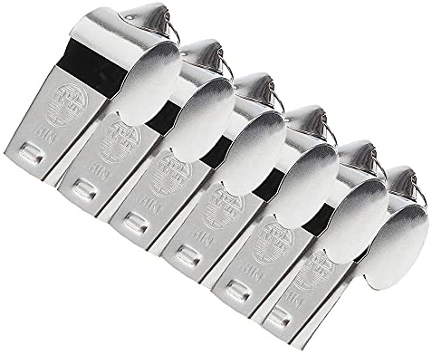 KAV 6 Stück Edelstahl Metall Schiedsrichterpfeifen – Verwendet von Trainern, Schiedsrichtern und Beamten für Schule, Sport, Training, Fußball, Fußball, Basketball