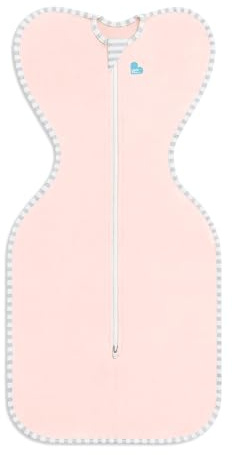 Love To Dream Swaddle Up, Neugeborene 2,2–3,8 kg, Hellrosa, eng anliegende Passform unterstützt den Schlaf, 0,2 Tog (24–27 °C), maschinenwaschbar, Von Hebammen empfohlen, mit Doppelreißverschluss