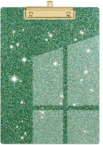 Piasoenc Acryl Klemmbretter, Mode Glitter Klemmbrett, Standard Letter Größe Klemmbrett, A4 Größe 12,5 x 9, Cute Konfetti Klemmbretter für Frauen, Rose Gold Desk Bürobedarf und Zubehör