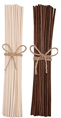 50 Brown and 50 White Rattan Reed Sticks,Reed Diffuser Sticks Replacement Rattan Refill Sticks (White+Brown)