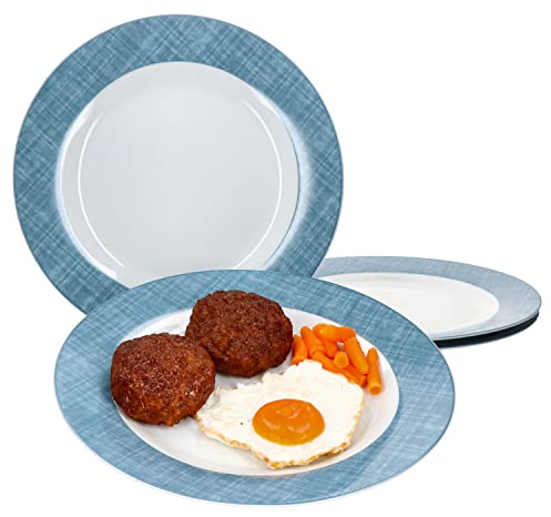 Ritzenhoff & Breker Brazil Speiseteller 4-er Set Blau I Flache ESS-Teller 27cm I Teller-Service für 4 Personen I hochwertiges Marken-Porzellan mikrowellengeeignet & spülmaschinengeeignet