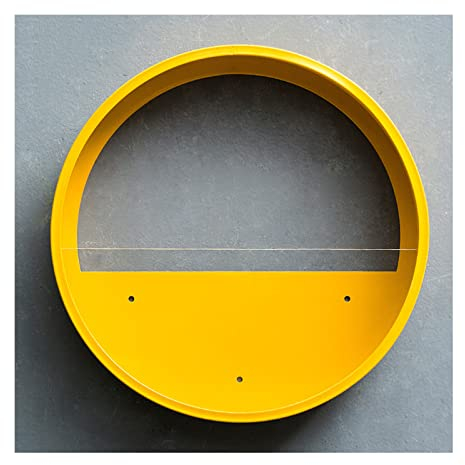 AJEYPMZ Runder hängender Blumentopf, künstlicher vertikaler Wandbehang Pflanzgefäß, Sukkulentenkorb aus Metall und Glas(nur der Blumentopf),Yellow30,Size