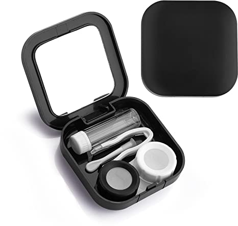Sibba Contact Lens Cases with Mirror, Contact Lens Holder Mini Box Container, Portable Contact Lens Soaking Case with L and R Caps for Travel