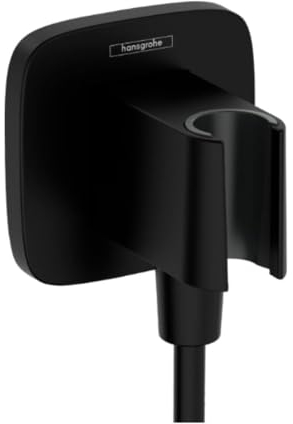 hansgrohe Wandanschluss mit Duschkopfhalterung FixFit Q, Mattschwarz