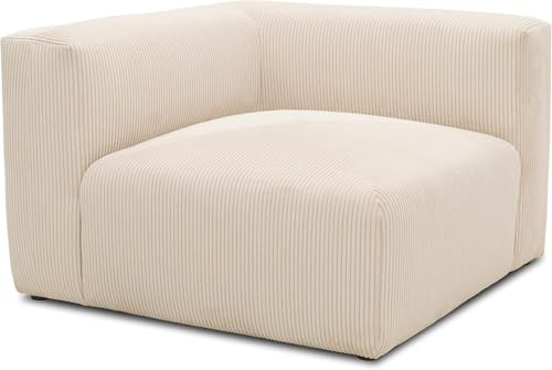 DOMO. collection Ecksessel Malia, Polsterecke, Beige | Cord Polsterecke als Modul-Sofa kombinierbar, Kreuznaht, quadratisch, 108 x 108 x 69 cm (BxTxH) – modern & gemütlich