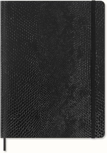 Moleskine Taccuino Precious & Ethical, con Confezione Regalo, Copertina Morbida Vegana Effetto Pitone, Chiusura Elastica, Colore Nero, Formato XL 19 x 25 cm