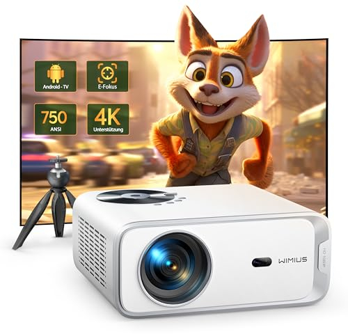 Andriod TV - Vidéoprojecteur Full HD 1080P natif WiFi Bluetooth 25000 lumens 4K pris en charge - Correction automatique du trapèze - Zoom électrique - Projecteur d'extérieur avec trépied pour