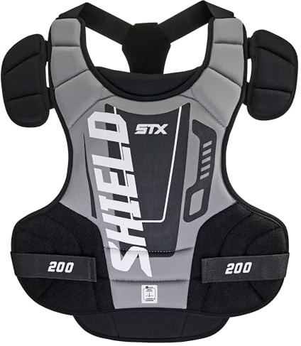 STX Shield 200 Lacrosse Goalie Chest Protector, Black/Gray, Medium