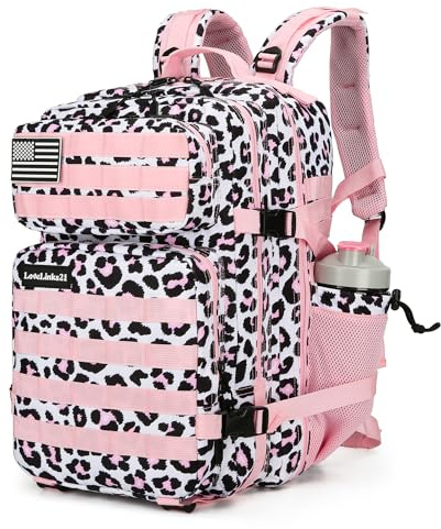 Lovelinks21 25L Tactical Backpack for Men and Women Military Backpack Small Assault Pack Molle Backpack Bug Out Bag Travel Rucksack Daypack (Pink Leopard)
