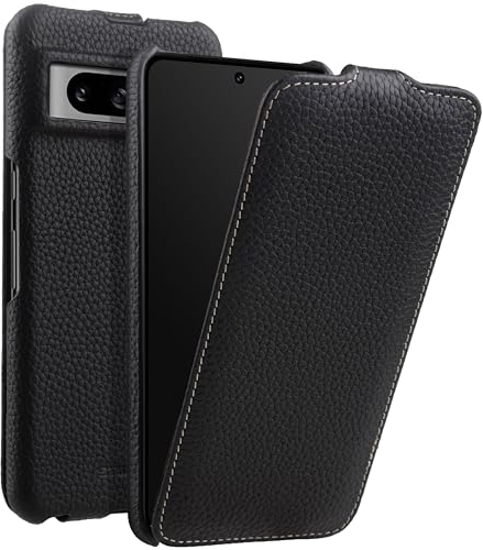 StilGut UltraSlim kompatibel mit Google Pixel 8 Pro Hülle - Pixel 8 Pro Flip Case aus Leder, Klapphülle, Handyhülle, Lederhülle - Schwarz