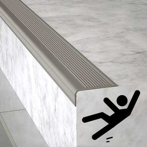 Treppenkantenprofil Selbstklebend ,flexible Gummistufen,L-förmige Nasenkantenleiste, PVC-Gummi-Treppenstufen, Traktionsstufen Für Bodenbeläge Im Innen- Und Außenbereich ( Color : Gray , Size : 5*2.5cm