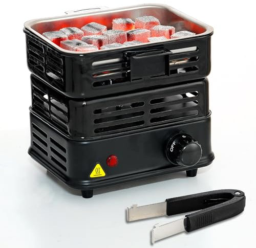 Square Multipurpose Coal Burner,High Capacity Electric Charcoal Starter 1000W Charcoal Burner with Detachable Handle Faster Coal Burner