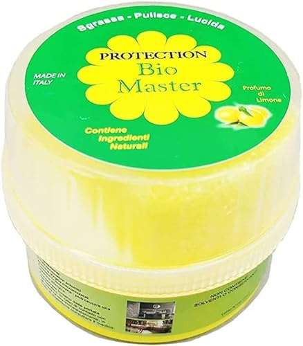 ClaShop DETERGENTE Universale in Pasta BIO Master + Spugna, PROFUMAZIONE al Limone. SGRASSA - PULISCE- Lucida 100% BIODEGRADABILE, Barattolo da 300G