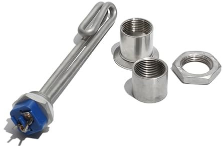 FULIMEI 1 Inch BSP/NPT 304SS Heating Element 220~240V 1KW/2KW/3KW Screw in Type Immersion Water Heater for Water Boiler with Accessories (Color : BSP Thread, Size : 220-240V_2KW 190MM)
