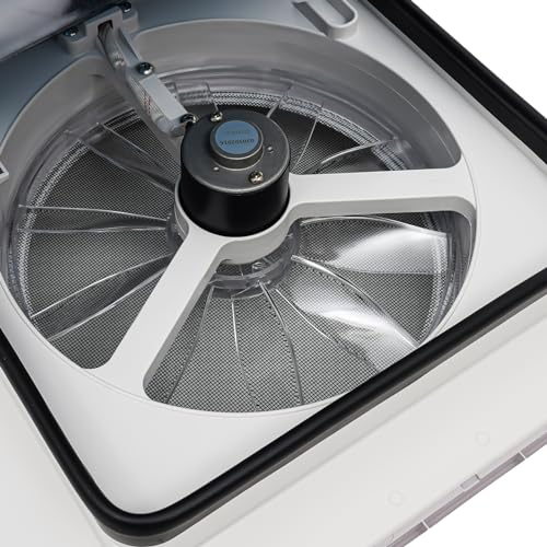 Wiyuer Ventola di ventilazione sul tetto, per camper, per finestra, con LED e 10 ali, 28 x 28 cm, per camper, roulotte, aspirazione bidirezionale