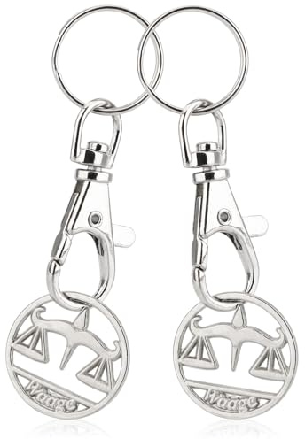 Robin Goods® 2X Porte-clés Signe du Zodiaque Balance Puce de Panier, Pendentif Signe du Zodiaque pour Le Panier avec Puce Amovible, Mousqueton et Porte-clés (Échelle 2X)