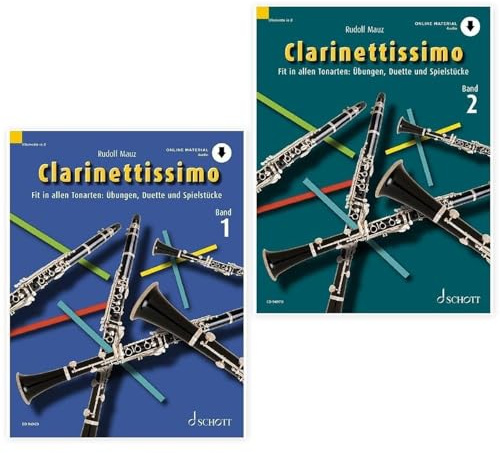 Clarinettissimo Band 1 + Band 2 | Fit in allen Tonarten: Übungen, Duette und Spielstücke | Rudolf Mauz | ED9496D + ED9497D | ISBN 9783795723019 + 9783795721602 | Soundman Klarinettenwischer