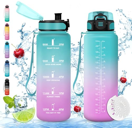 Vikaster Sport Trinkflasche, 500ml/1000ml/1500ml BPA-frei, Auslaufsicher, Kohlensäure Geeignet, für Fitness, Büro, Schule, Outdoor