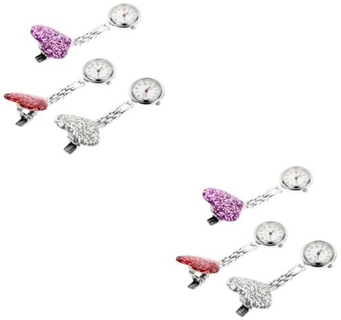 SAFIGLE 6stücke Teiliges Von Gestalteten Fob Watches Praktische Hängende Taschenuhr Für Pflegekräfte Und Medizinstudenten Herzform Zufällige Farben