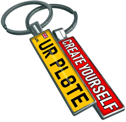 SONZE Personalised 3D Number Plate Keyring with Name, Text, Logo & Photo - Customised Car License Plate Keyrings For Men & Women - Create the Perfect Personalised Keyrings