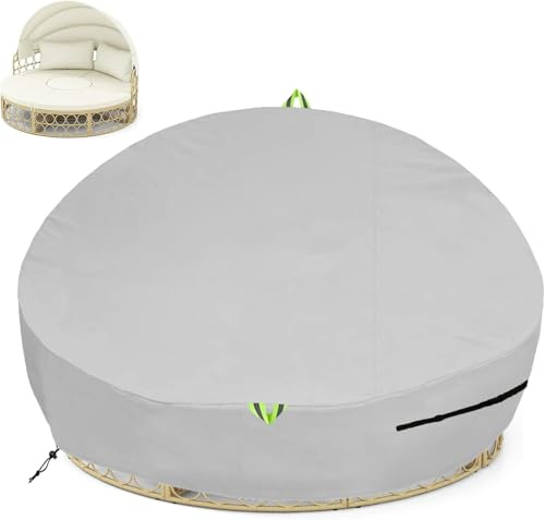 Sonneninsel Abdeckhaube Schutzhülle Wasserdicht 600D Oxford Gewebe Abdeckung Wetterfest für Sonneninsel Abdeckung Liegeinsel Rund - Ø190x88/45cm