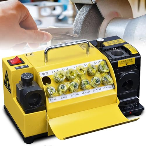 HNBYLMM Affûteuse de forets, affuteur de Foret de 3 à 13 mm, affûteuse électrique pour perceuse à Angle de Pointe réglable de 95 ° à 135 °, affûteuse de forets Portable avec 11 Pinces, Roue CBN