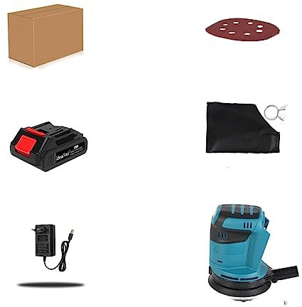 DIKAMAN Smerigliatrice da banco, levigatrice a Nastro, Levigatrice for smerigliatrice for Legno a 3 velocità da 125 mm Levigatrice for levigatrice elettrica a orbita Casuale per affilare(One Battery)