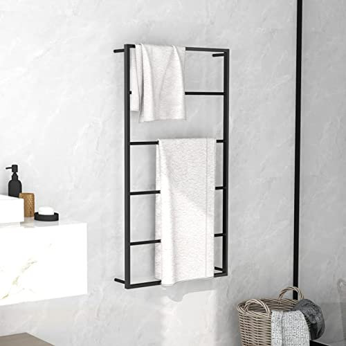 ShGaxin Handtuchständer Schwarz 60x10x116 cm Stahl, Handtuchhalter, Handtuchleiter, Towel Holder, Garderobenleiste, Handtuchtrockner, Badetuchhalter, Handtuch Ständer